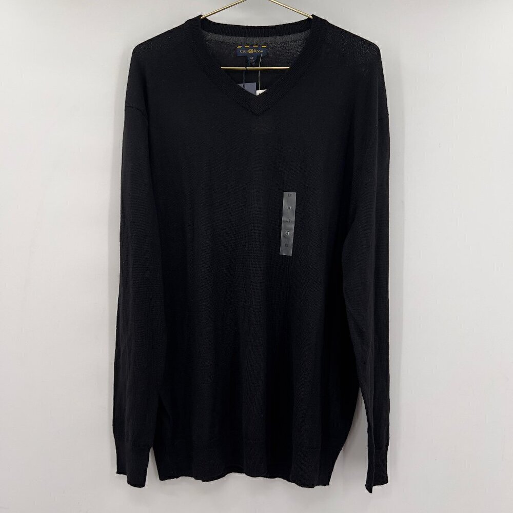 Club Room Mens Merino Wool Blend  Black Sweater LT NWT